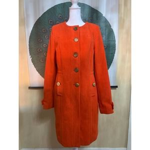 Bright Orange Worthington Wool Coat with vintage gold buttons Size M